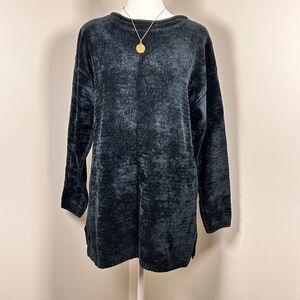 Vintage Dark Teal Chenille Knit Sweater